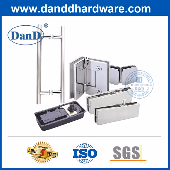Accesorios para puertas de vidrio Abrazadera de vidrio Bisagra de ducha con acabado pulido de acero inoxidable